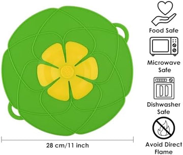 Spill Stopper Lid Cover 11 Inch Silicone Pot Boil Over Preventer for Pans and Pots