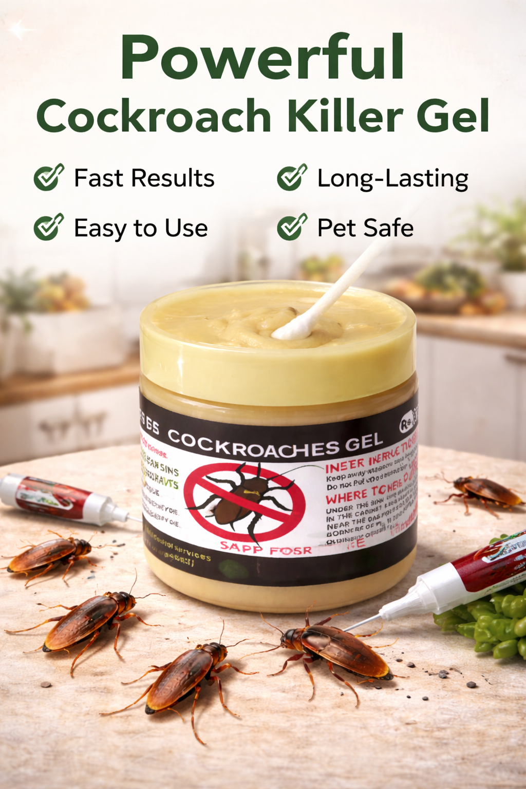Instant Cockroach Killer Gel – Results in Just 4–8 Hours ⚡