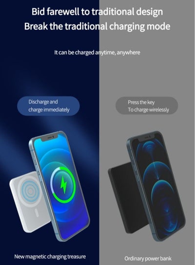 Magnetic Wireless Power Bank PD Fast Charging Attachable External Charger for iPhone Pro Max and Mini